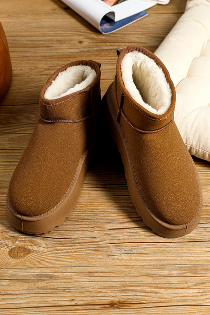 Chestnut Faux Fur Lined Suede Snow Boots