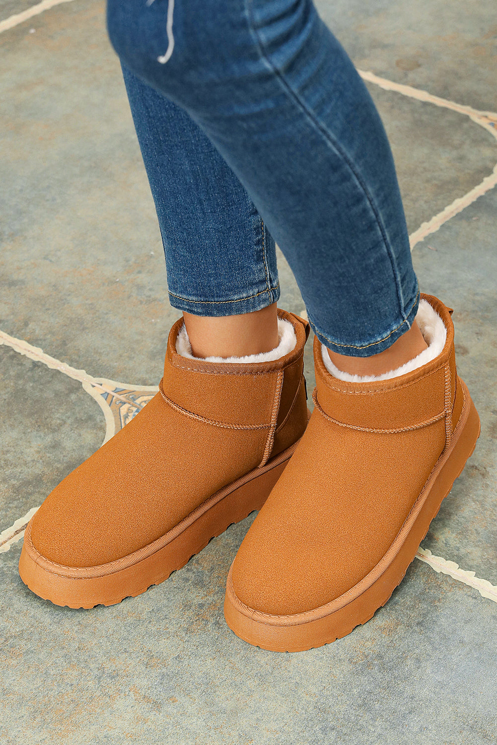 Chestnut Faux Fur Lined Suede Snow Boots