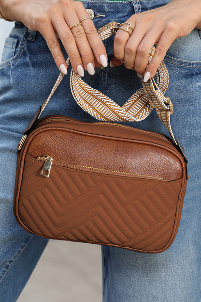 Chestnut Quilted Faux Leather Shoulder Bag